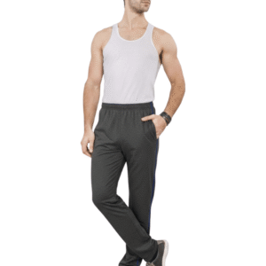 mens track pant blue melange colour 100% cotton bio washed fine fabric two side zipper pocket elastic waist pant with string sw 555