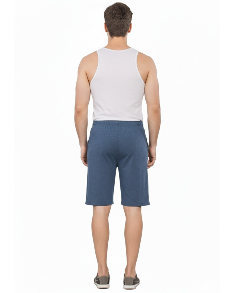 mens shorts blue melange colour 100% cotton bio washed fine fabrics one side zipper pocket next side normal pocket elastic waist band with string sw 777 mens shorts blue melange colour 100% cotton bio washed fine fabrics one side zipper pocket next side normal pocket elastic waist band with string sw 777