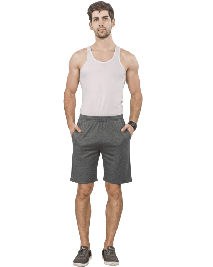 mens shorts blue melange colour 100% cotton bio washed fine fabrics one side zipper pocket next side normal pocket elastic waist band with string sw 777 mens shorts blue melange colour 100% cotton bio washed fine fabrics one side zipper pocket next side normal pocket elastic waist band with string sw 777