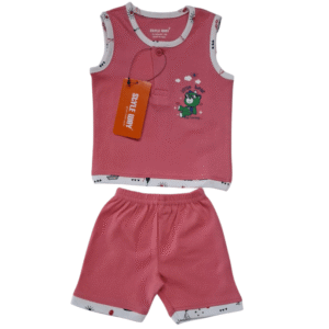 styleway infant interlock open shoulder sleeveless t shirt & shorts unisex set baby wear sw 61