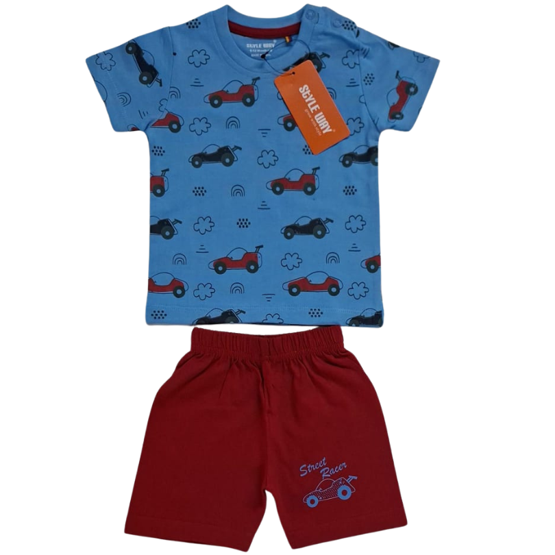 styleway fine boy baby printed causal shoulder press button t shirt with sleeve & shorts set wear sw 133 styleway fine boy baby printed causal shoulder press button t shirt with sleeve & shorts set wear sw 133
