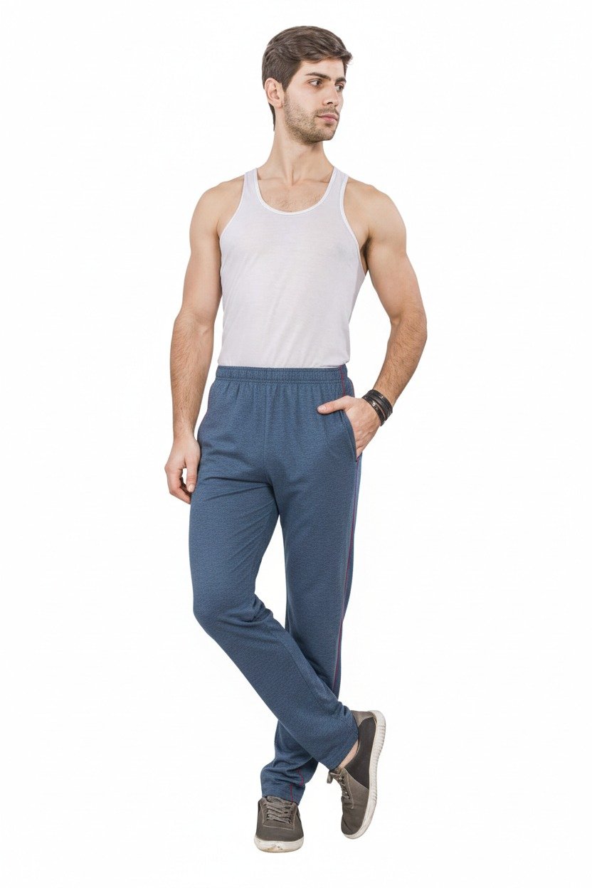 mens track pant blue melange colour 100% cotton bio washed fine fabric two side zipper pocket elastic waist pant with string sw 555 mens track pant blue melange colour 100% cotton bio washed fine fabric two side zipper pocket elastic waist pant with string sw 555