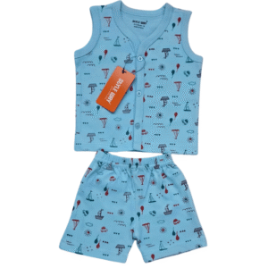Styleway Boy baby Full Open Sleeveless T-shirt with Shorts set Baby wear SW-402 lt blue