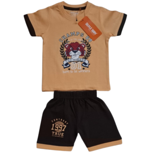 styleway fine causal boy baby printed shoulder button t shirt with sleeve & shorts set wear sw 135