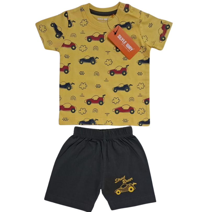 styleway fine boy baby printed causal shoulder press button t shirt with sleeve & shorts set wear sw 133 styleway fine boy baby printed causal shoulder press button t shirt with sleeve & shorts set wear sw 133